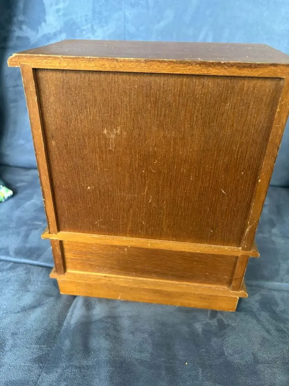Vintage Wooden Jewelry Box Chest with Lattice Doors and Drawers